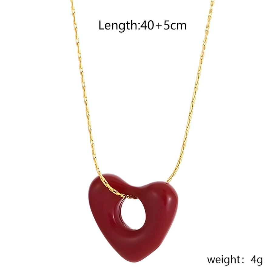 Jewelry Sexy Simple Style Heart Shape 304 Stainless Steel Gold Plated Enamel Earrings Necklace