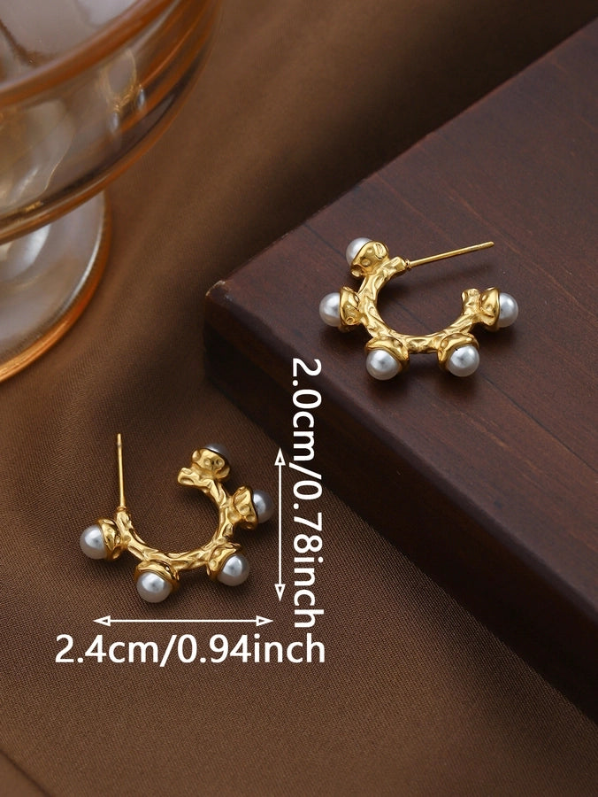 1 Pair Elegant Classical Vintage Style Letter 304 Stainless Steel Earrings