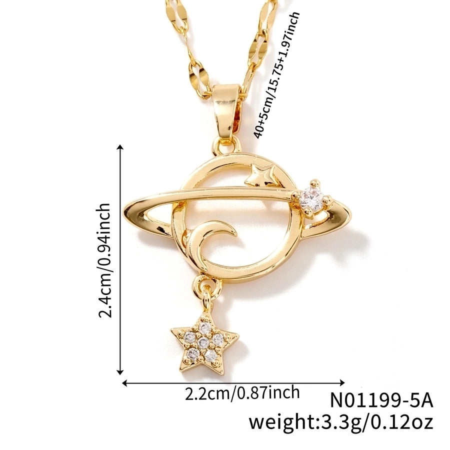 304 Stainless Steel Copper K Gold Plated Rhodium Plated Plating Inlay Starry Sky Solid Color Zircon Pendant Necklace