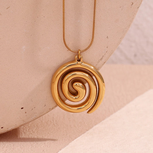 Jewelry Retro Solid Color Spiral 316L Stainless Steel  18K Gold Plated Stainless Steel Necklaces