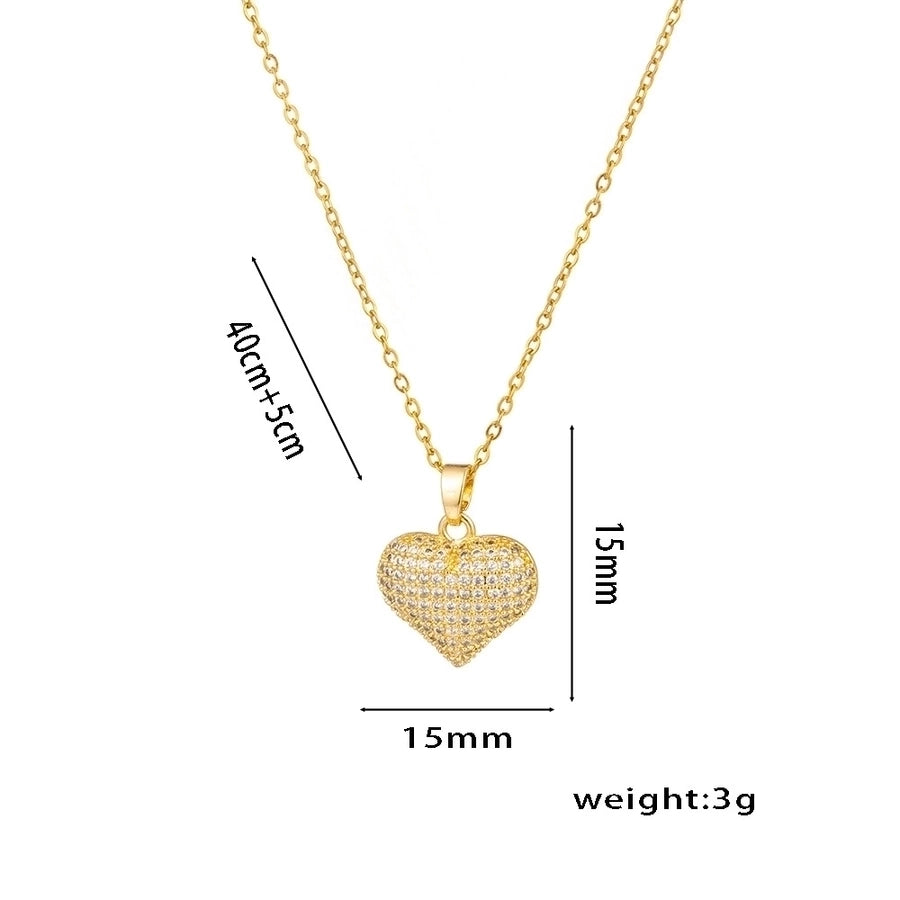 Jewelry Elegant Glam Luxurious Heart Shape 304 Stainless Steel Copper Artificial Diamond 18K Gold Plated Inlay Pendant Necklace