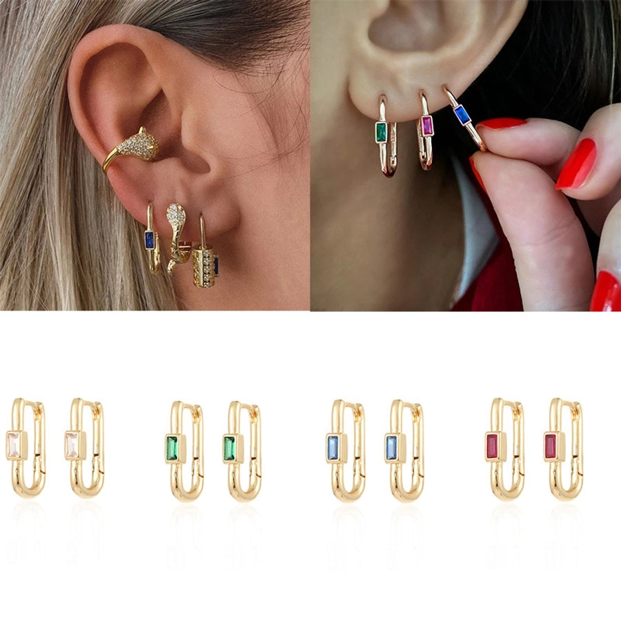 1 Pair Modern Style Classic Style Geometric Copper Zircon Earrings