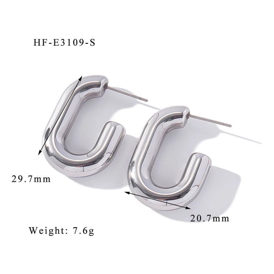 1 Pair Simple Style Classic Style U Shape Heart Shape Plating 316L Stainless Steel  Ear Studs