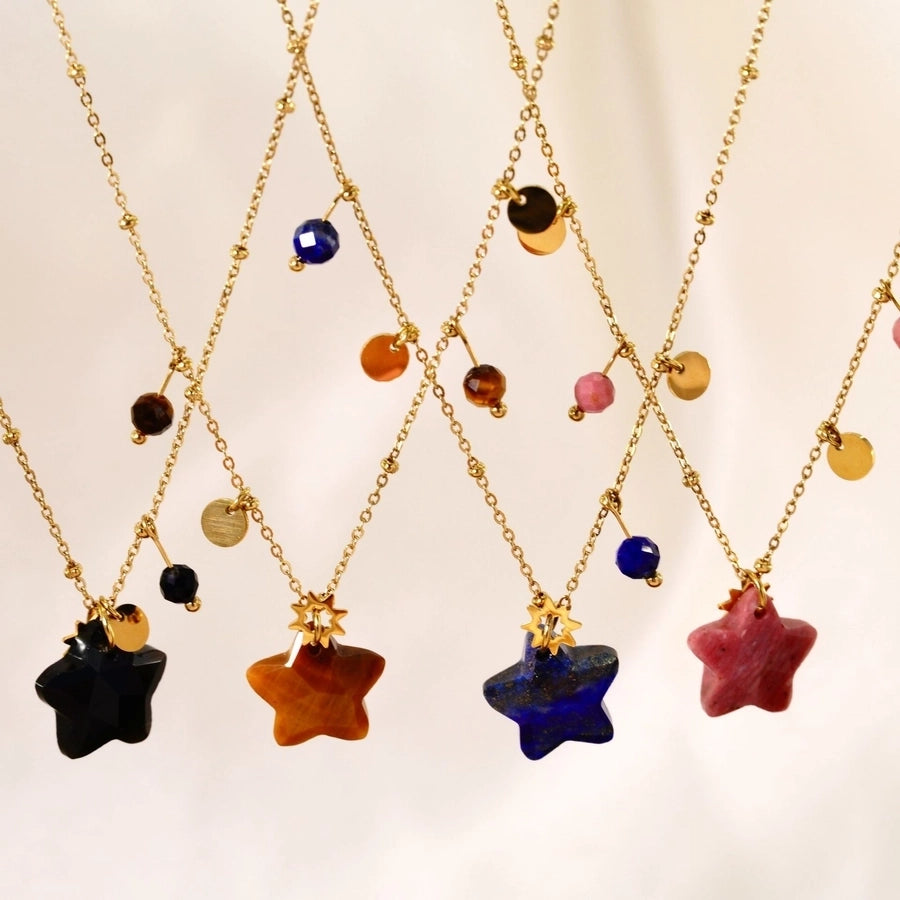 Marine Style Simple Style Geometric Star natural stone Titanium Steel Necklace In Bulk - CEJEW