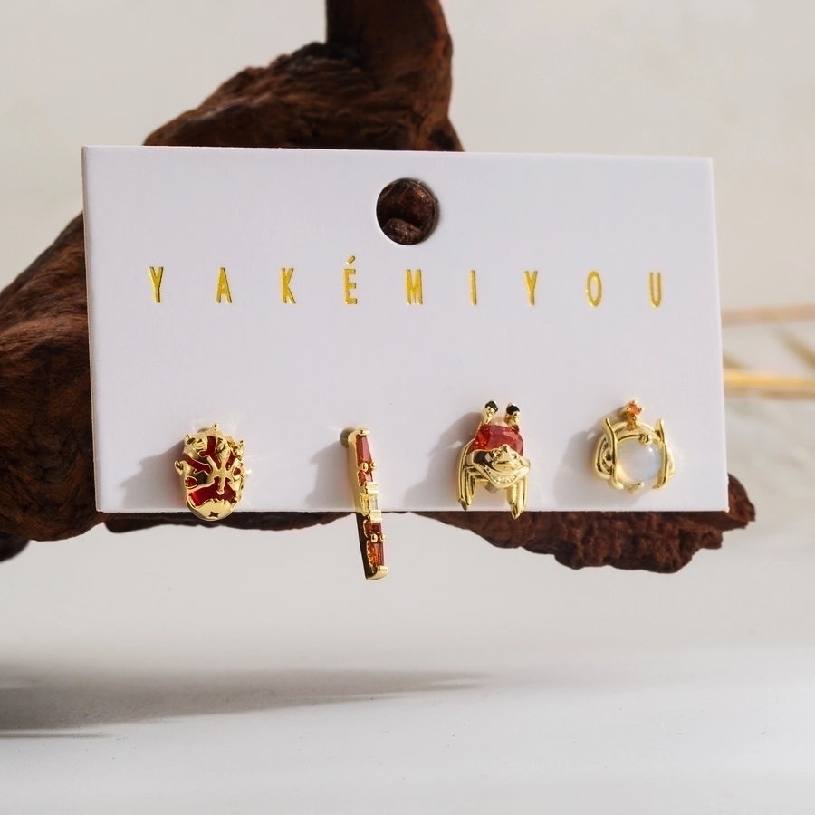 1 Set Yakemiyou Simple Style Cartoon Star Wars Inlay Copper Zircon 14K Gold Plated Drop Earrings Ear Studs