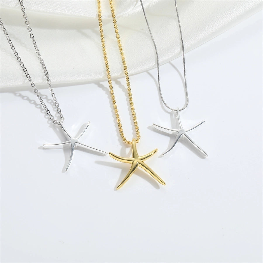 Copper 14K Gold Plated Starfish Pendant Necklace