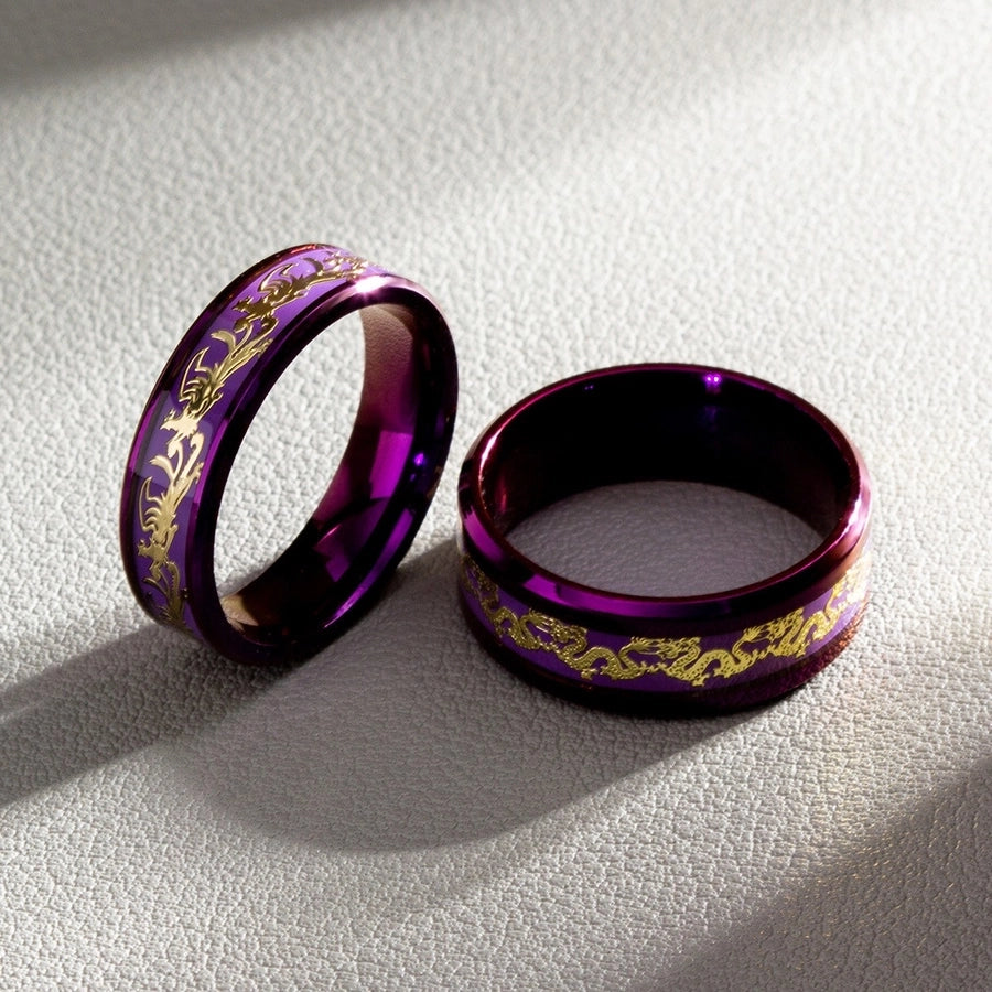 Jewelry Chinoiserie Classical Romantic Solid Color 304 Stainless Steel Purple Plated Rings