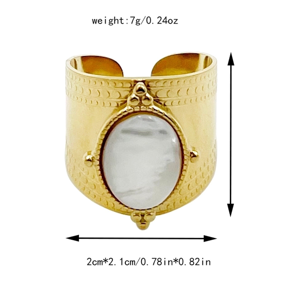 Jewelry Casual Cute Simple Style Geometric 304 Stainless Steel Shell 14K Gold Plated Open Rings