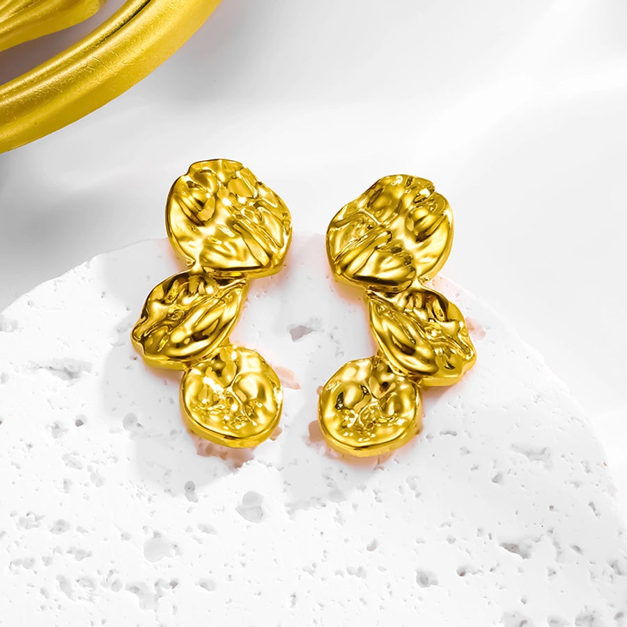 1 Pair Vintage Style Simple Style Petal Plating 304 Stainless Steel 18K Gold Plated Ear Studs