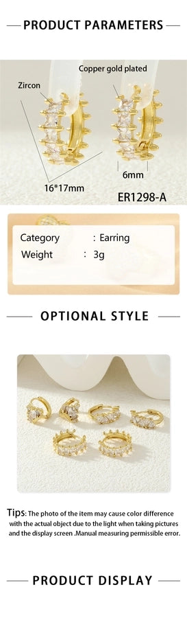 1 Pair IG Style Simple Style Commute Round Plating Inlay Copper Zircon 18K Gold Plated Hoop Earrings