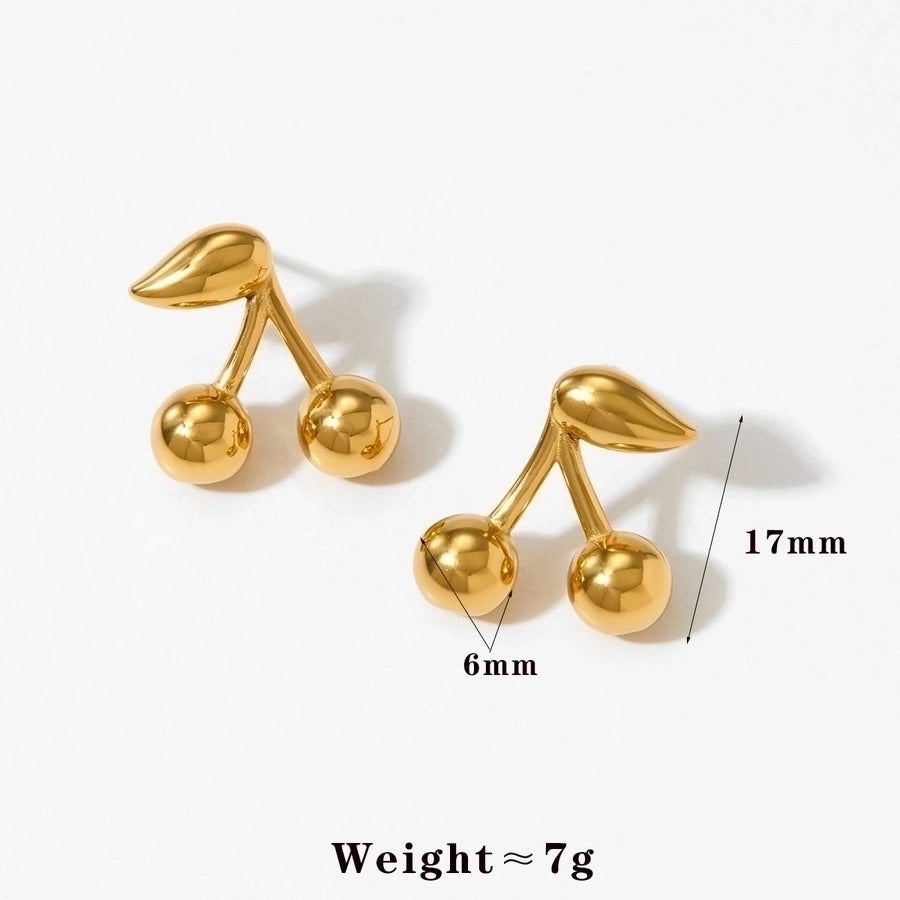 1 Pair Casual Modern Style Sweet Cherry Plating 304 Stainless Steel 16K Gold Plated White Gold Plated Gold Plated Stainless Steel Earrings