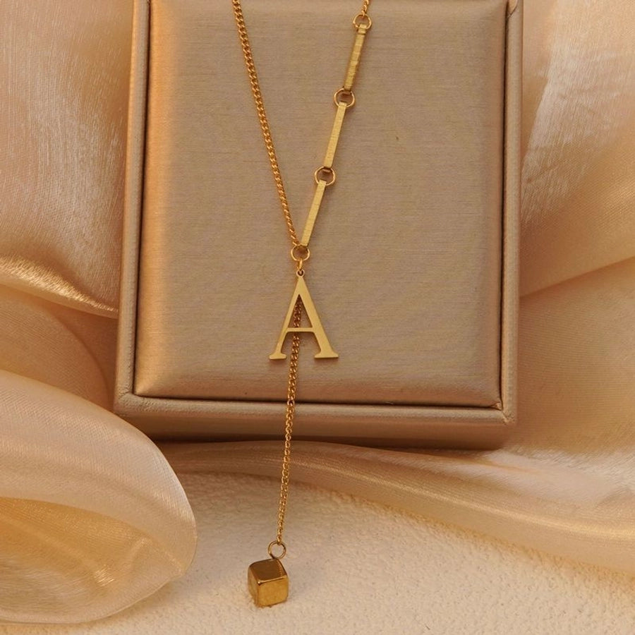 Jewelry Simple Style Artistic Letter 201 Stainless Steel 18K Gold Plated Pendant Necklace