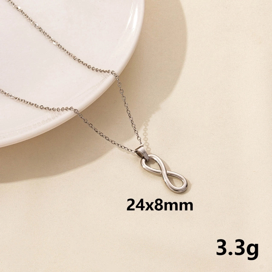 Jewelry Simple Style Infinity Shell 304 Stainless Steel Chain Pendant Necklace