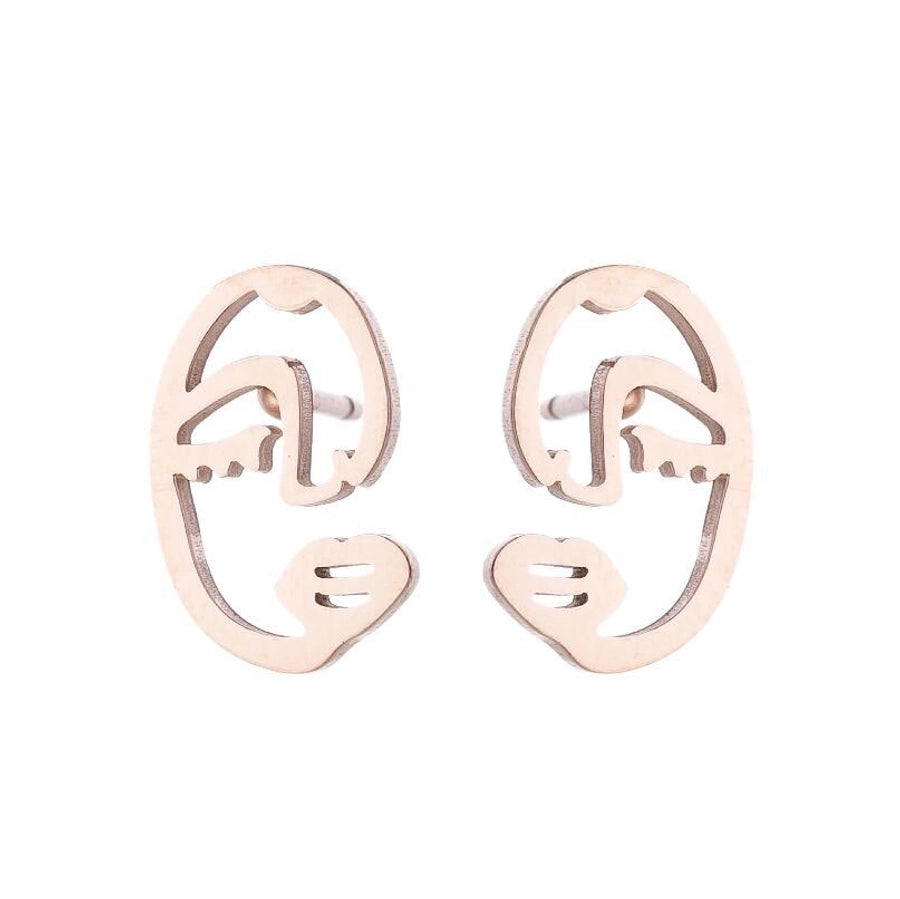 1 pair simple style geometric titanium steel plating ear studs