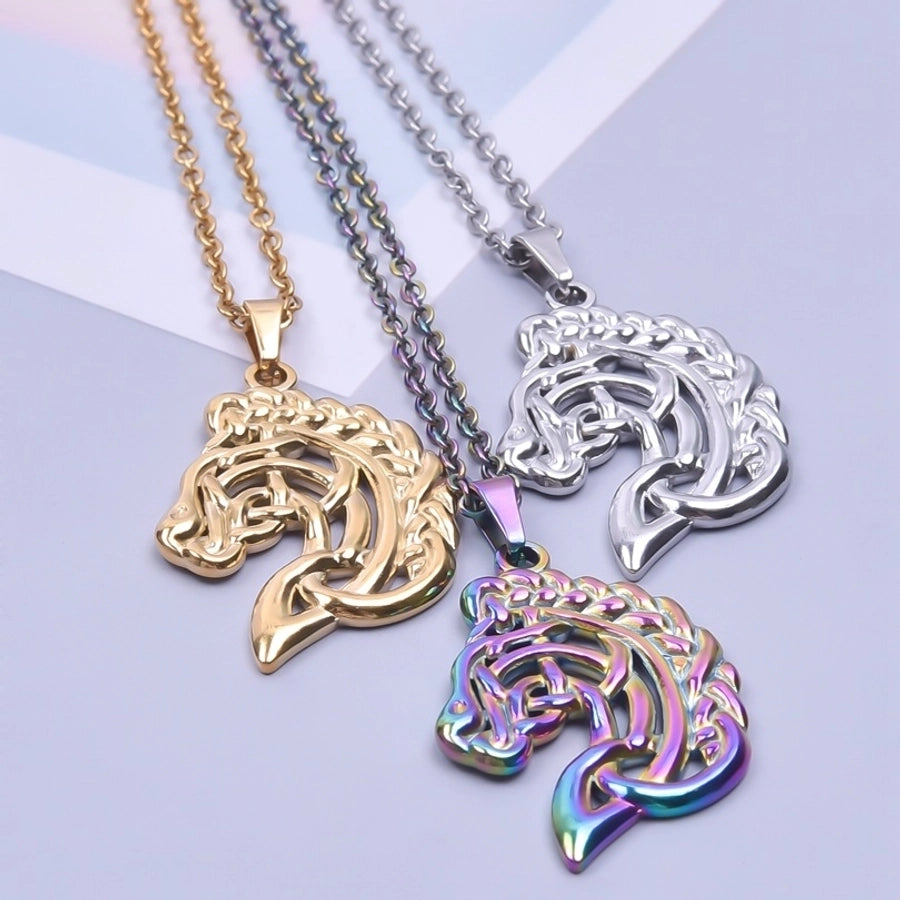 Jewelry IG Style Simple Style Horse 304 Stainless Steel 18K Gold Plated Hollow Out Pendant Necklace Necklace Pendant