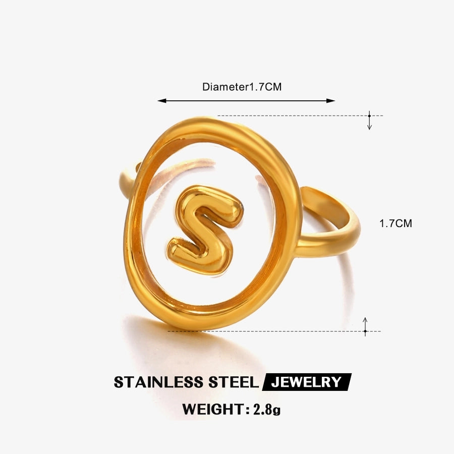 Jewelry Vintage Style Simple Style Letter 304 Stainless Steel Resin 18K Gold Plated Open Rings