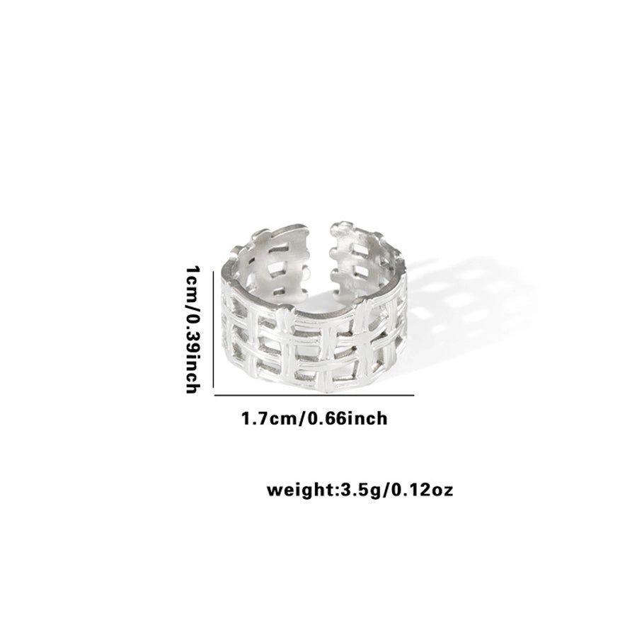 Jewelry Simple Style Solid Color Titanium Steel Hollow Out Open Rings