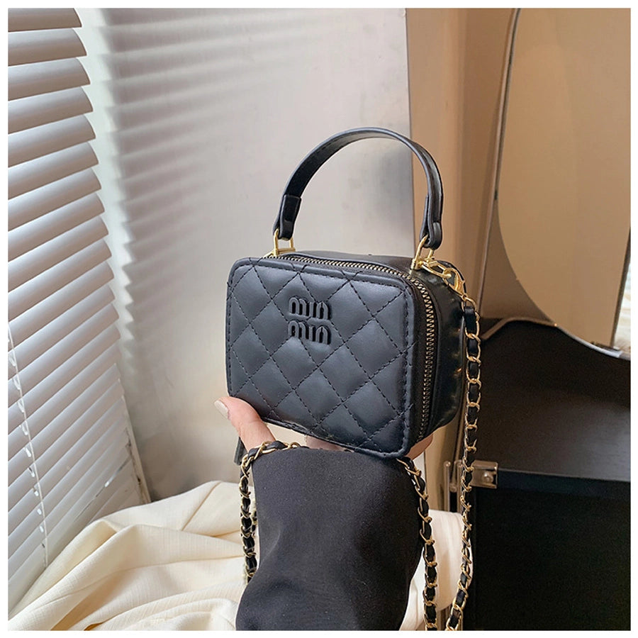 Women's pu Letter Elegant Streetwear Sewing Thread Square Zipper Shoulder Bag