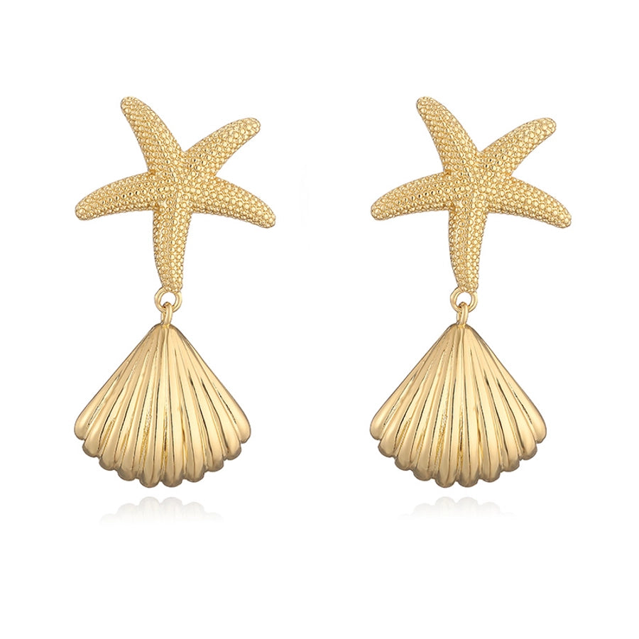 1 Pair Casual Vintage Style Beach Starfish Conch Shell Plating Copper 18K Gold Plated Drop Earrings