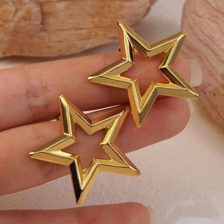 1 Pair Elegant Simple Style Classic Style Star 304 Stainless Steel Imitation Gold  Ear Studs