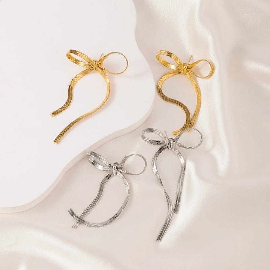 1 Pair Elegant Sweet Bow Knot 304 Stainless Steel Ear Studs