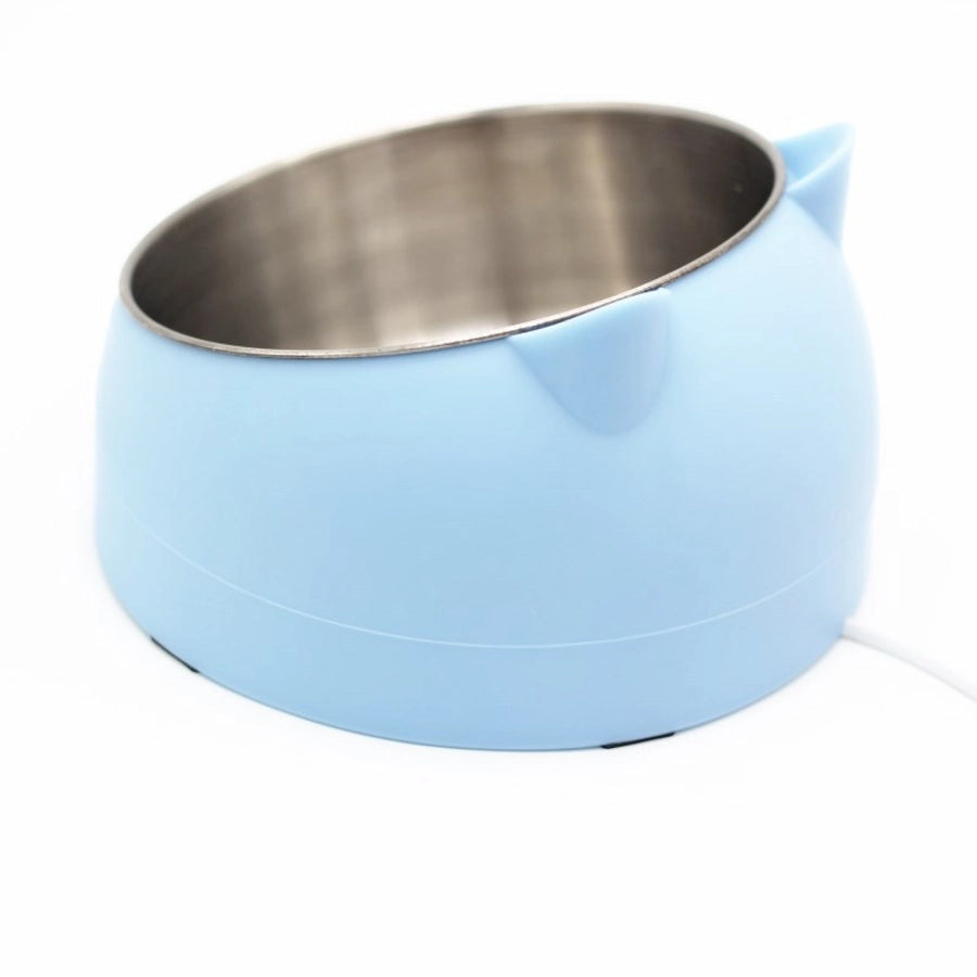 Stainless Steel Cat Dog Dual Bowl Slanted Mouth Protects Vertebras Pet Food Bowl Cat Supplies Trendy Double Neck Protection