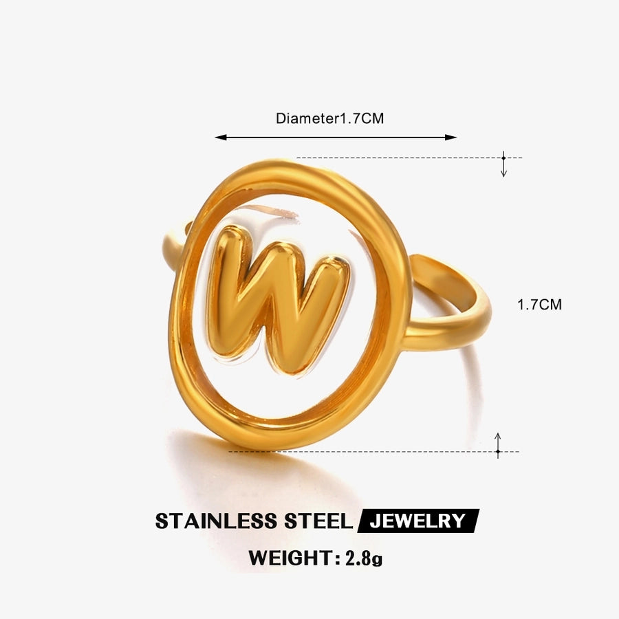 Jewelry Vintage Style Simple Style Letter 304 Stainless Steel Resin 18K Gold Plated Open Rings