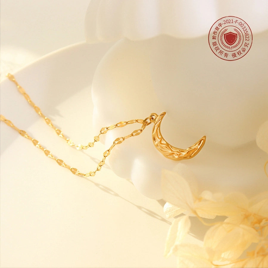 Jewelry Fashion Moon 304 Stainless Steel 18K Gold Plated Plating Necklace