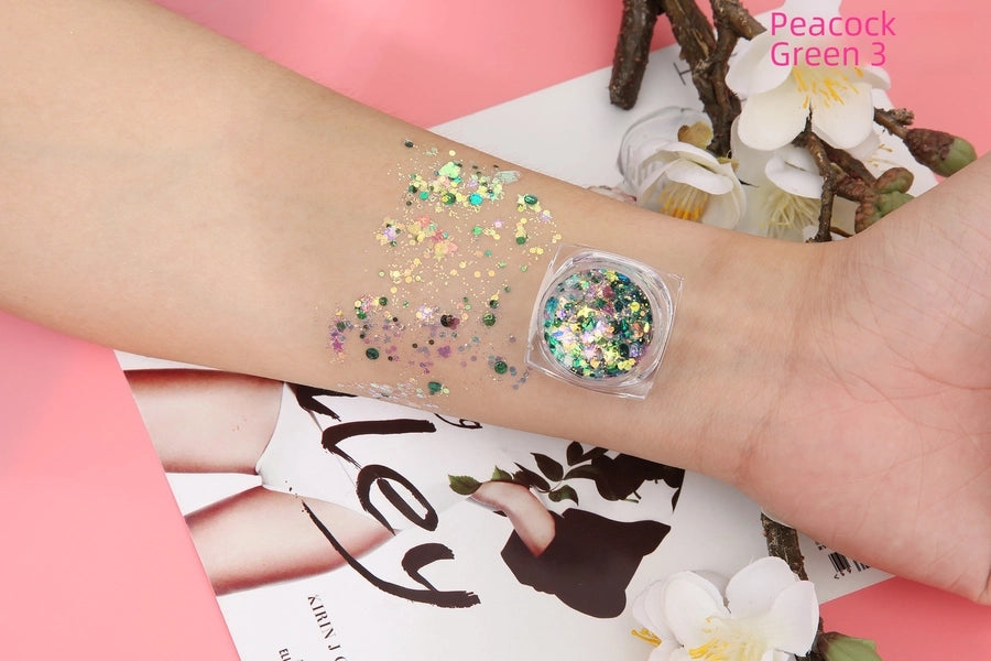 Colorful Glitter Glossy Sequin Nail Art Eye Makeup No Glue Needed Lolita Cosplay Performance Makeup Internet Celebrity Style