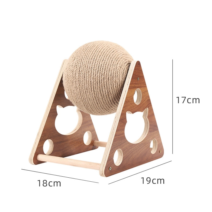 Wooden Cat Scratch Board Toy Durable Cat Scratching Post Ball Hand-wound Rope Climbing Frame Pet Supplies