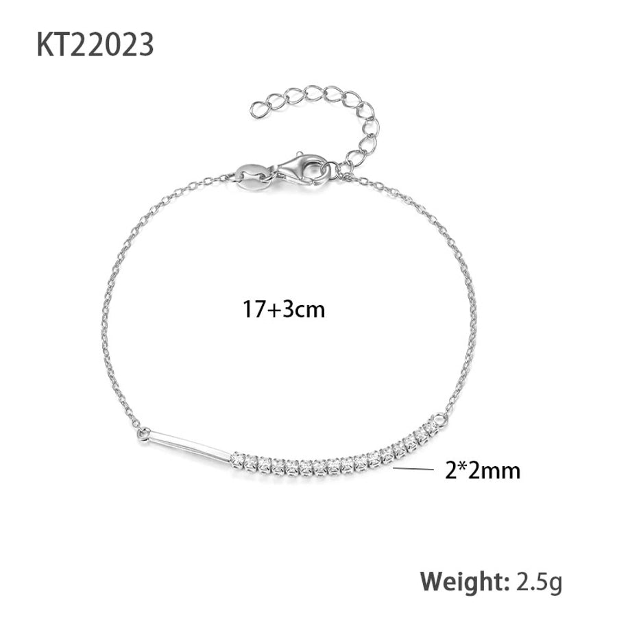 925 Sterling Silver Bracelets Glam Simple Style