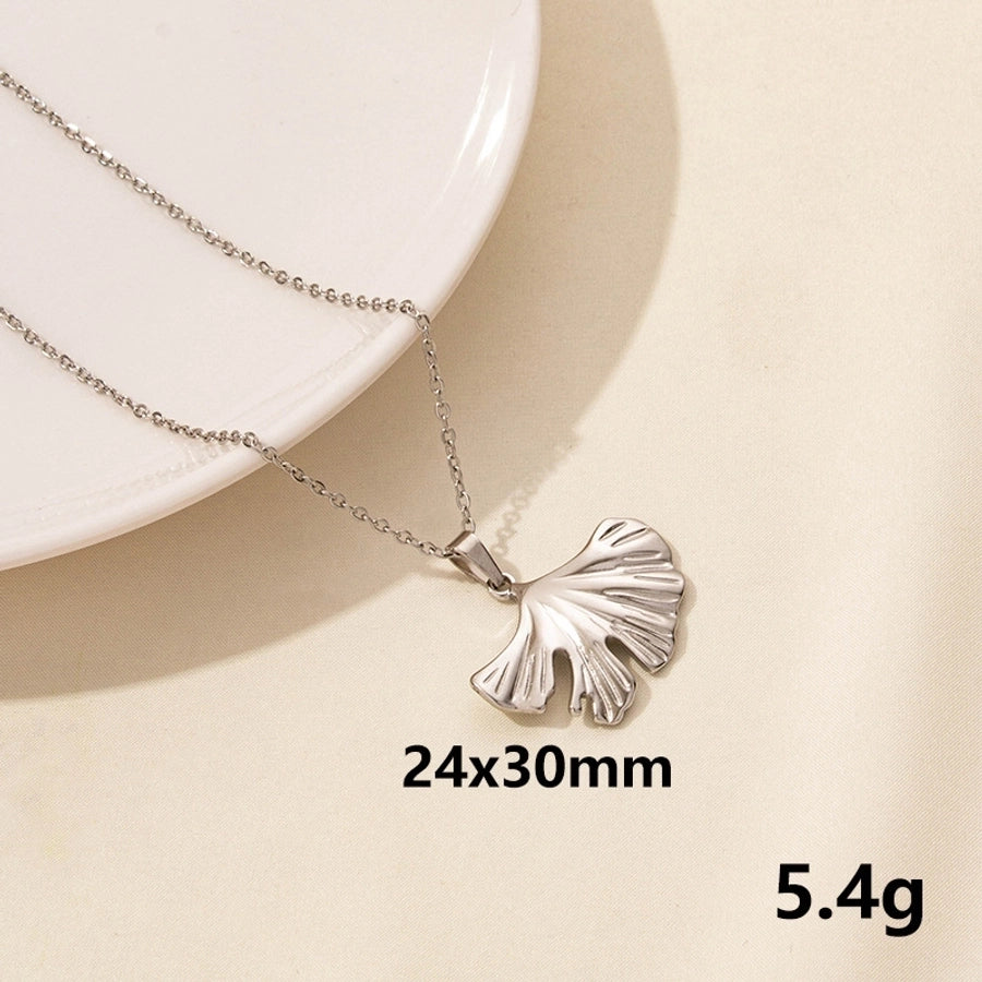 Jewelry Casual Simple Style Leaves 304 Stainless Steel 18K Gold Plated Pendant Necklace