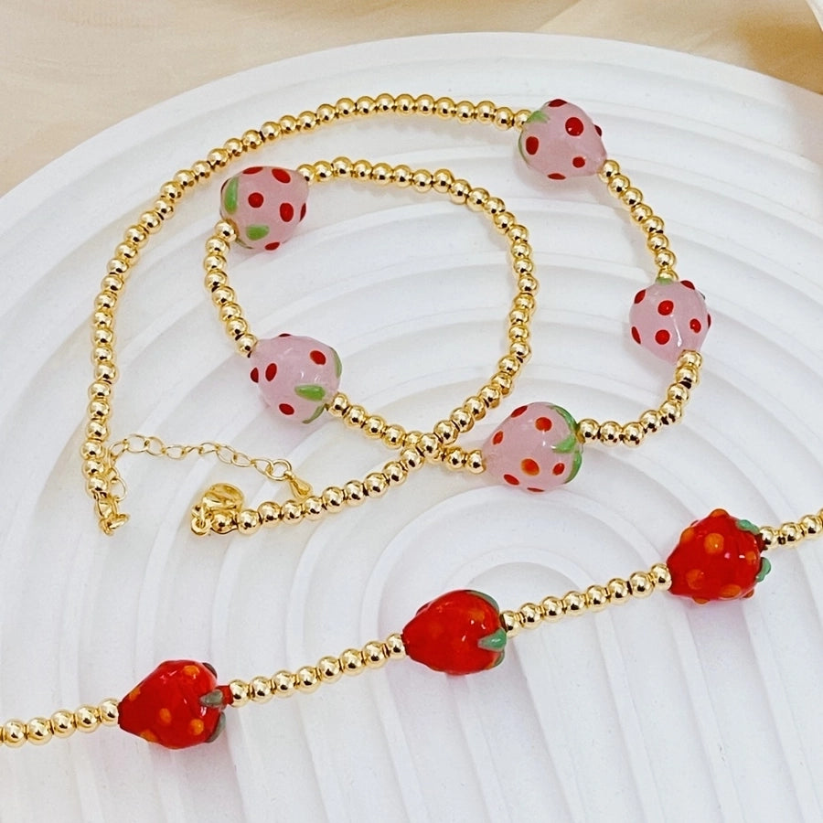 Copper 18K Gold Plated Strawberry Necklace