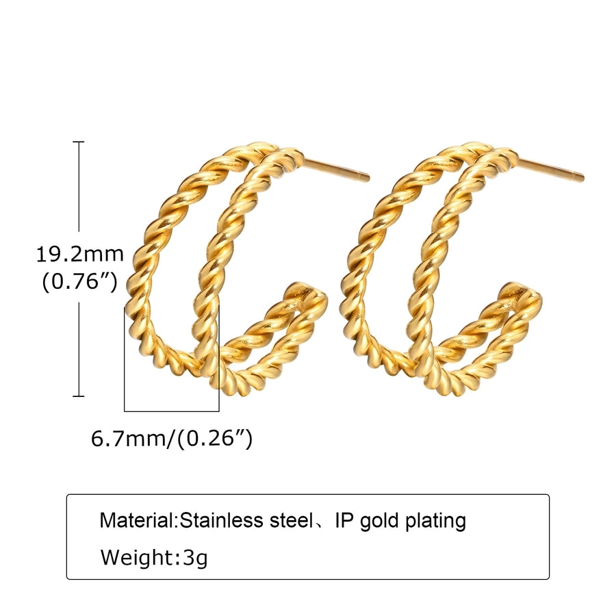 1 Pair Simple Style Solid Color Plating 304 Stainless Steel Gold Plated Earrings