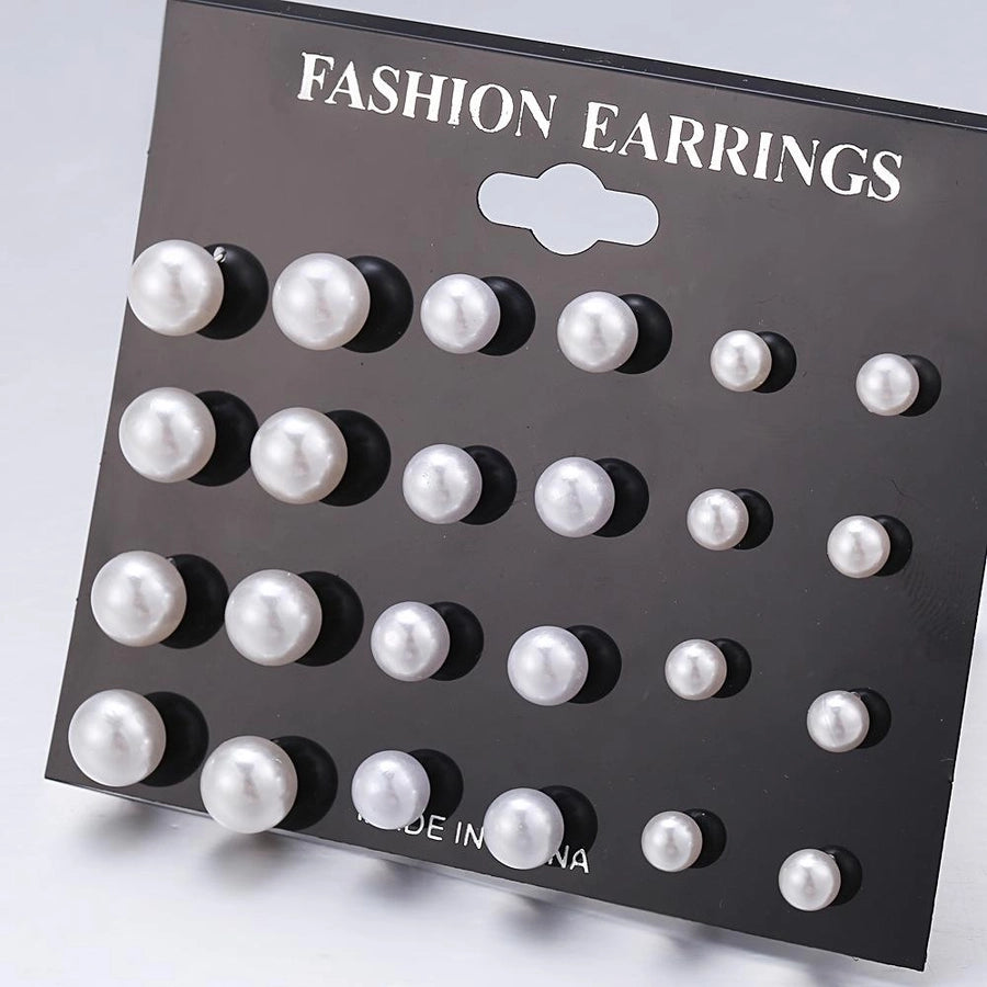 Vintage Style Geometric Inlaid Pearls Alloy No Inlaid Earring Sets