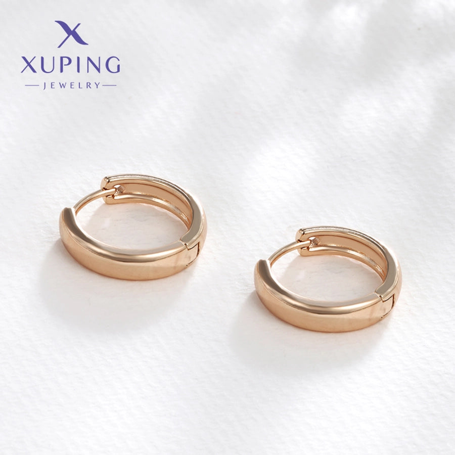 1 Pair Elegant Simple Style Streetwear Round Plating Copper 18K Gold Plated Copper Earrings