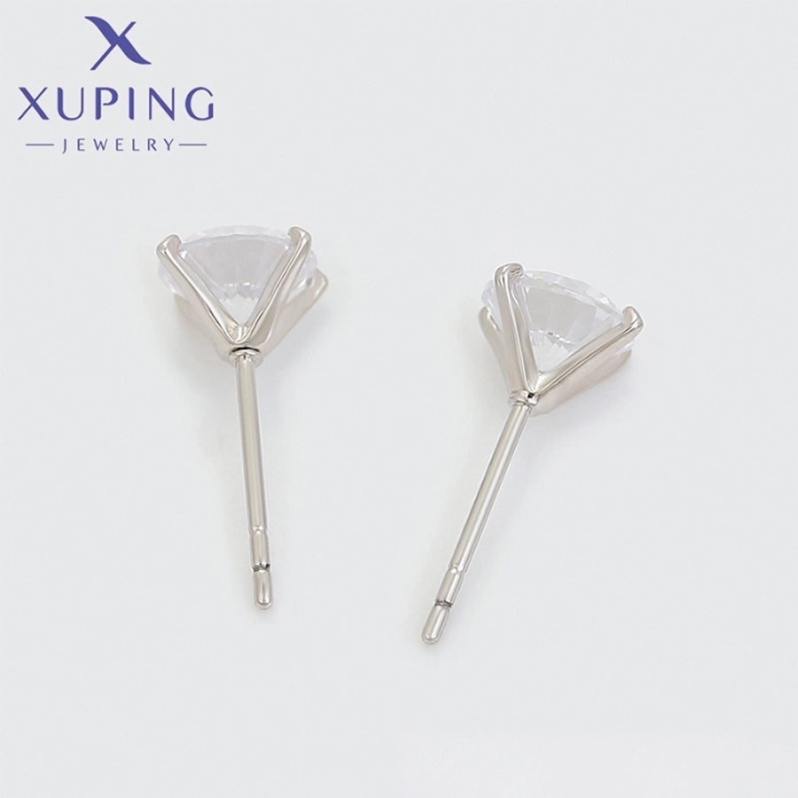 1 Pair Basic XUPING Simple Style Geometric Inlay Copper Artificial Gemstones 18K Gold Plated Ear Studs