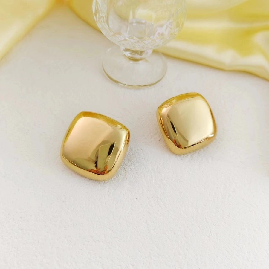 1 Pair Casual Simple Style Square Plating 304 Stainless Steel 18K Gold Plated Ear Studs