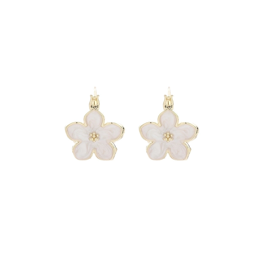 1 Pair Elegant Simple Style Flower Copper Resin 14K Gold Plated Earrings