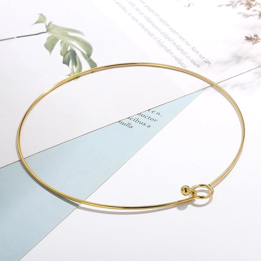 Jewelry Simple Style Circle 304 Stainless Steel 18K Gold Plated Hollow Out Bracelets Necklace