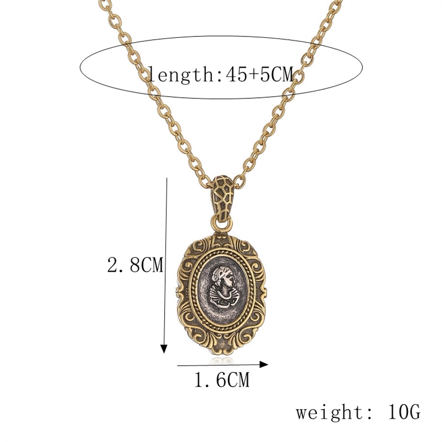 ig style simple style portrait stainless steel copper plating inlay zircon gold plated pendant necklace - CEJEW