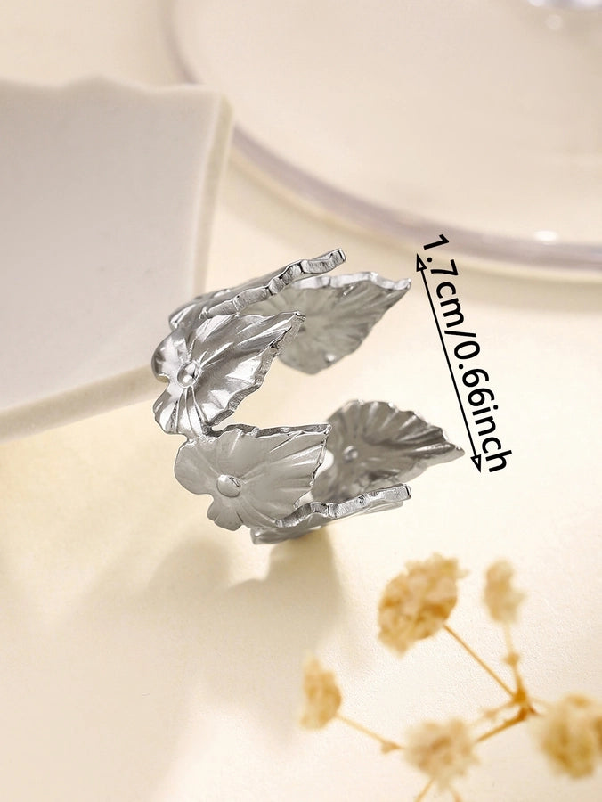 Jewelry Retro French Style Simple Style Heart Shape Flower Bow Knot Titanium Steel Open Rings