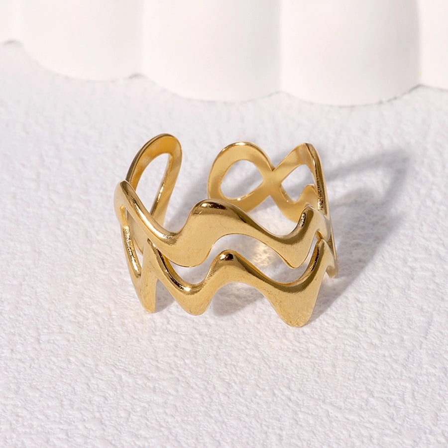 Jewelry IG Style Modern Style Simple Style Geometric Lines 304 Stainless Steel 18K Gold Plated Open Rings