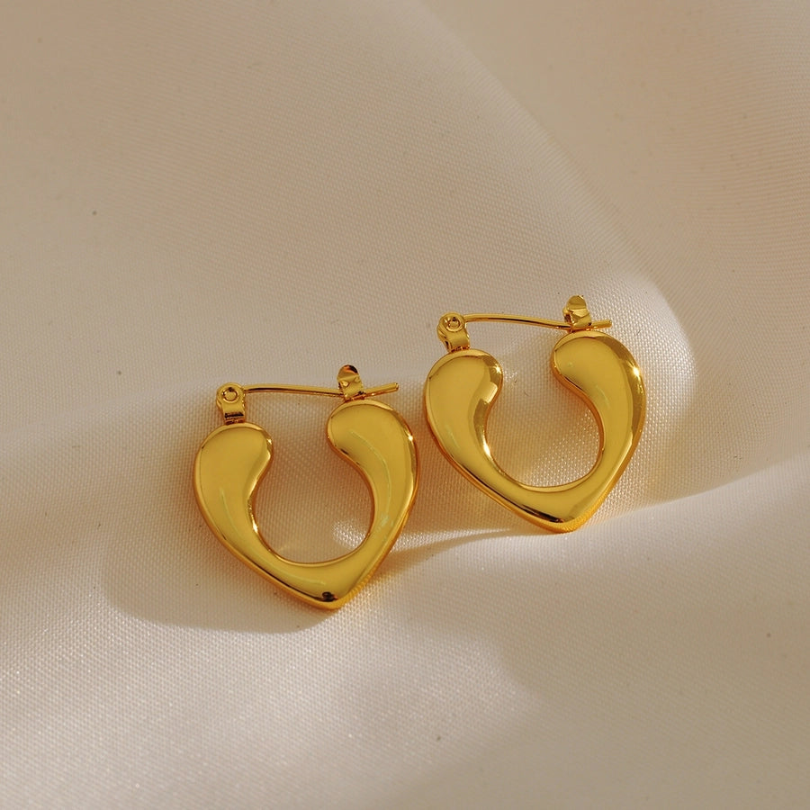 1 Pair Elegant Glam Luxurious Solid Color Plating 304 Stainless Steel 18K Gold Plated Ear Studs