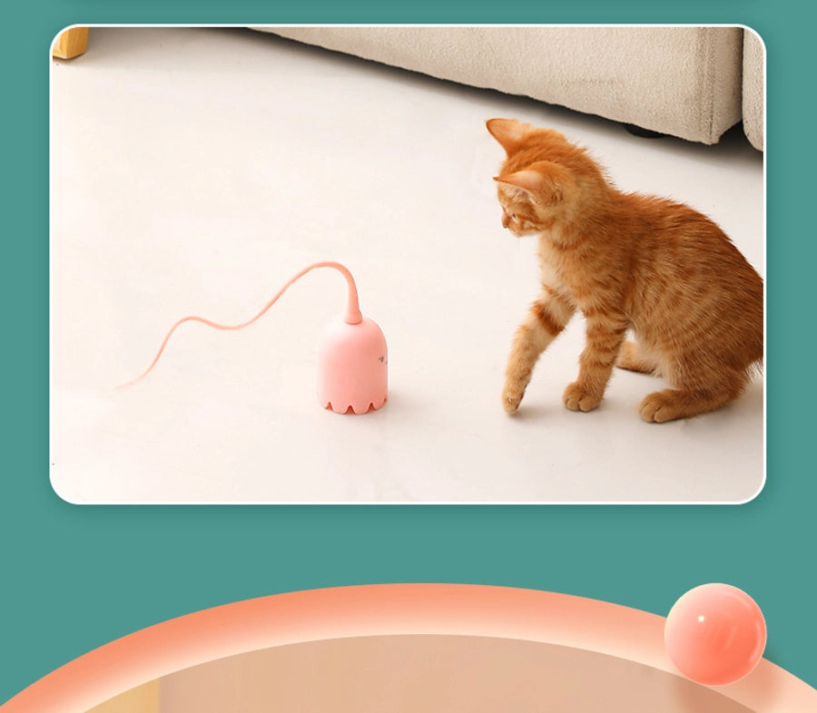 Electric Pet Toy Smart Tail Cat Toy Silicone Tail Bite-resistant Automatic Self-entertaining Rotating Rolling Ball