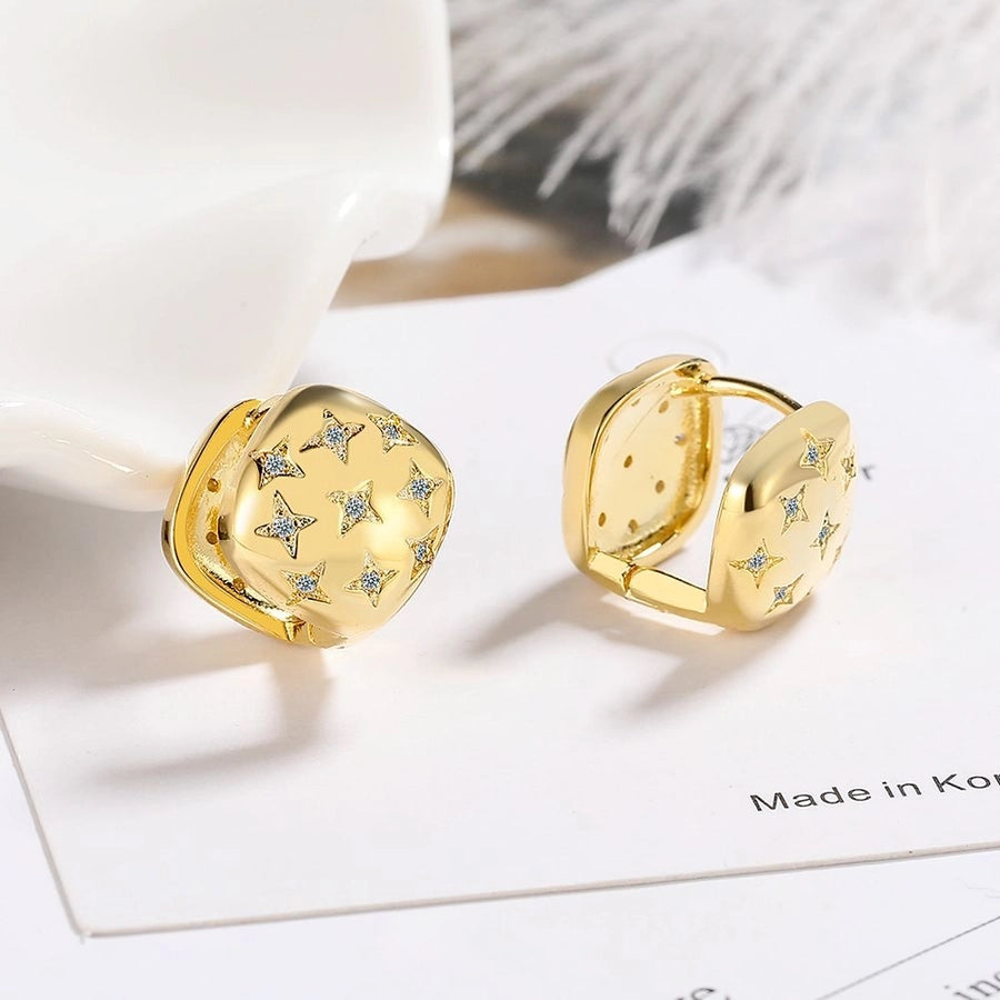 1 Pair Simple Style Star Plating Inlay Copper Zircon Earrings