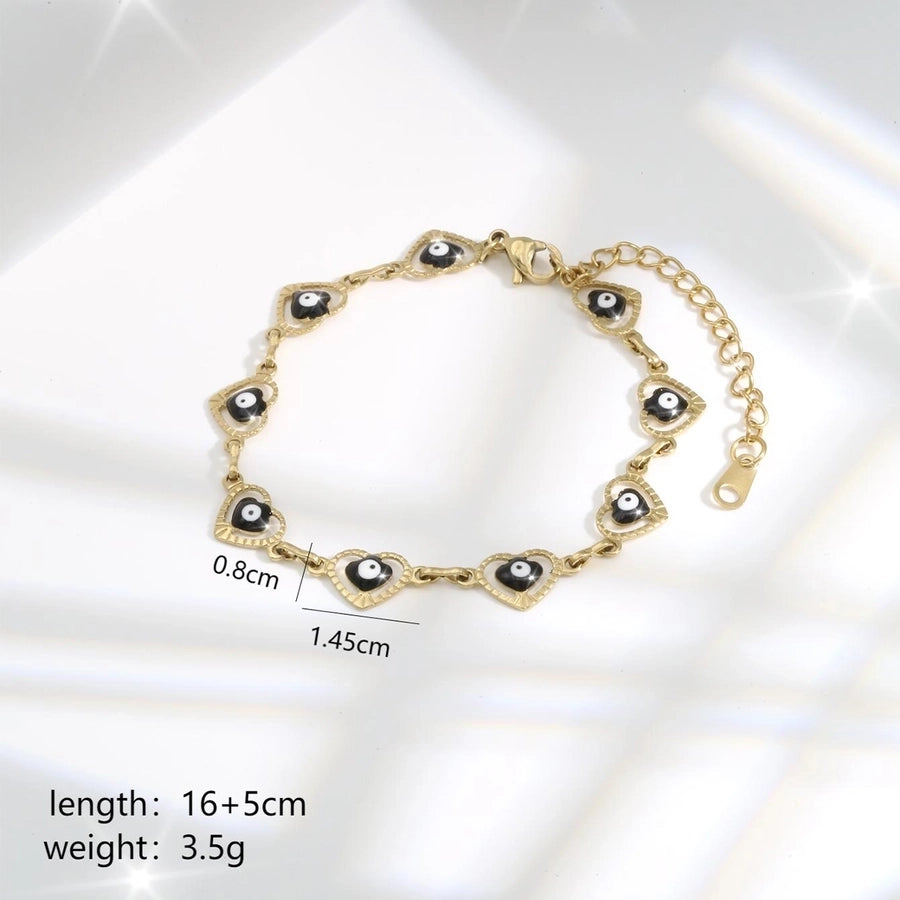 Elegant Romantic Sweet Heart Shape 304 Stainless Steel 18K Gold Plated Stainless Steel Bracelets In Bulk