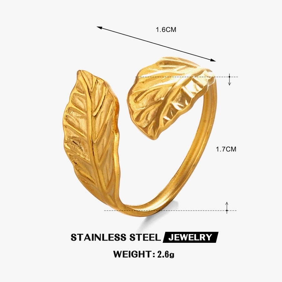 Jewelry IG Style Classic Style Leaves 304 Stainless Steel 18K Gold Plated Open Rings