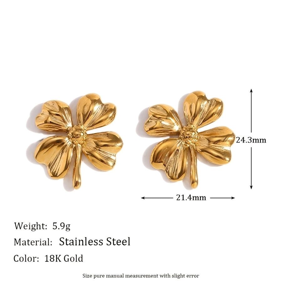 Jewelry Casual IG Style Flower 304 Stainless Steel Titanium Steel 18K Gold Plated Earrings Necklace