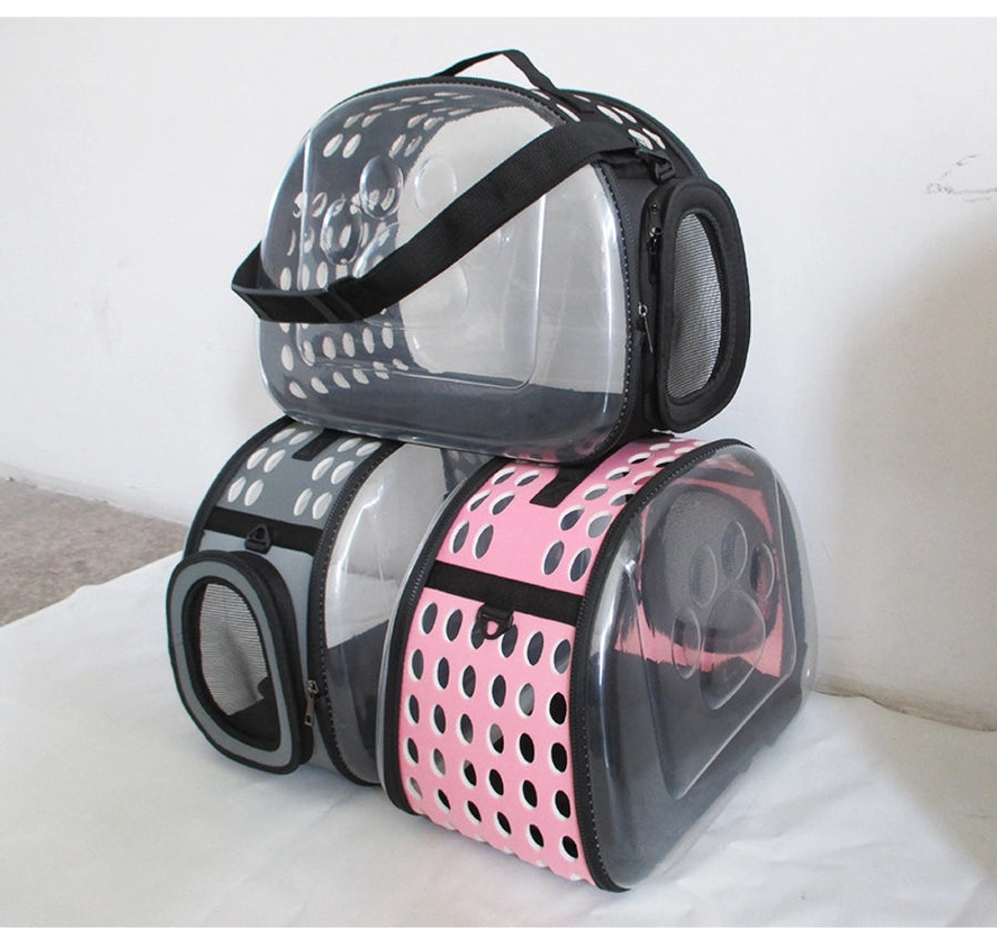 Portable Folding Transparent Pet Carrier Bag Large Capacity Breathable Outdoor Cat Backpack Cat Box Bag For Travel